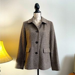 Banana Republic Single-Breasted, Short-Fitted Collar Brown Tweed Coat SZ M